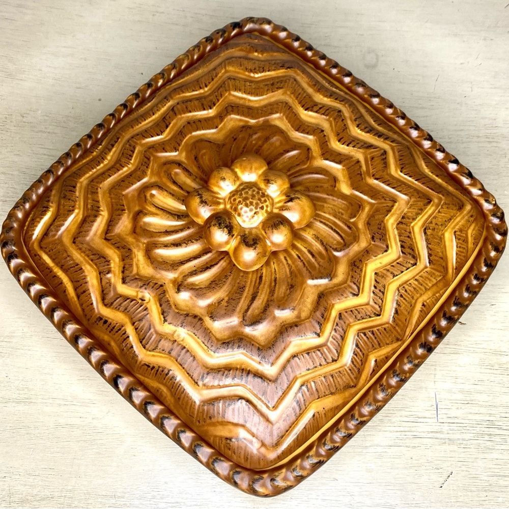 Williams Sonoma Terrine Square Bowl Tureen Rustic Farmhouse Tiki
